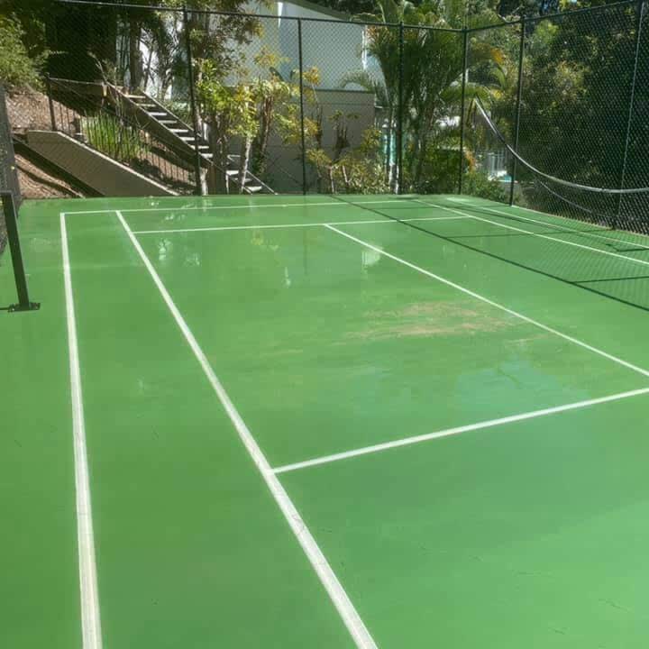 Tennis court cleaning — after
