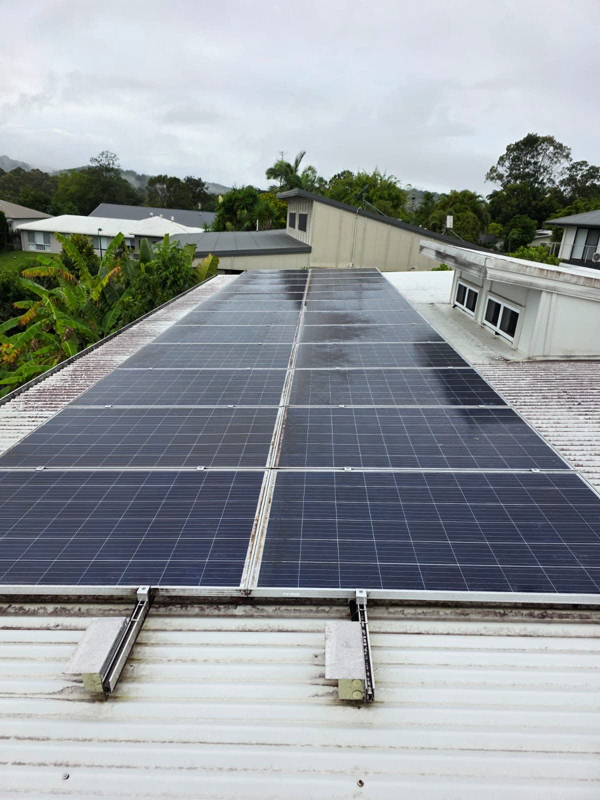 Solar panel cleaning removing grime and restoring output — before